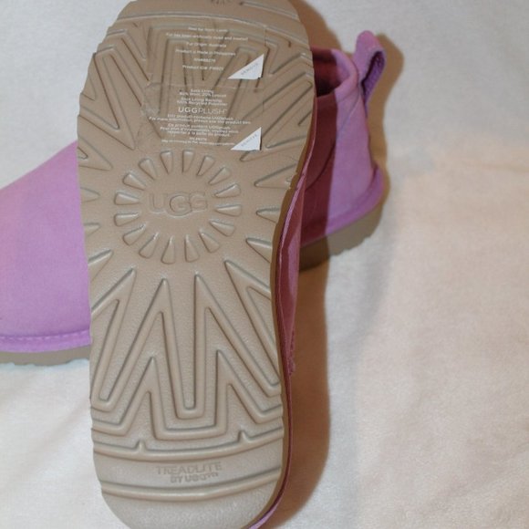 NIB UGG ULTRA MINI SUEDE SHEARLING ANKLE BOOTS WILDFLOWER PINK - Picture 7 of 7